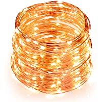 TOPLUS Cadena de luces LED Blanco Cálido- 10m 100 Leds- IP65 Impermeable- Alambre de Cobre para Decoración- Conexión USB…